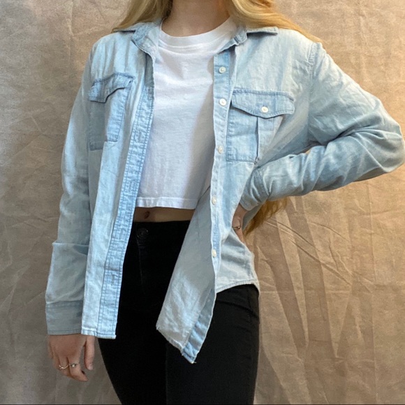 Blue Button Up Top - Picture 4 of 6